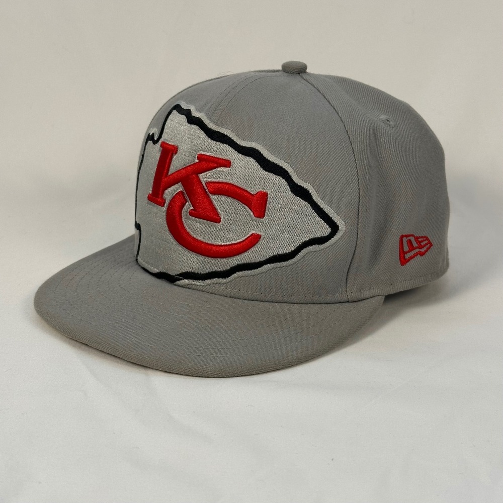 Kansas City Chiefs New Era 59FIFTY Fitted Hat Men 7 1/8 Grey NFL Football Cap